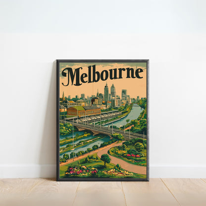 Melbourne Vintage Travel Poster