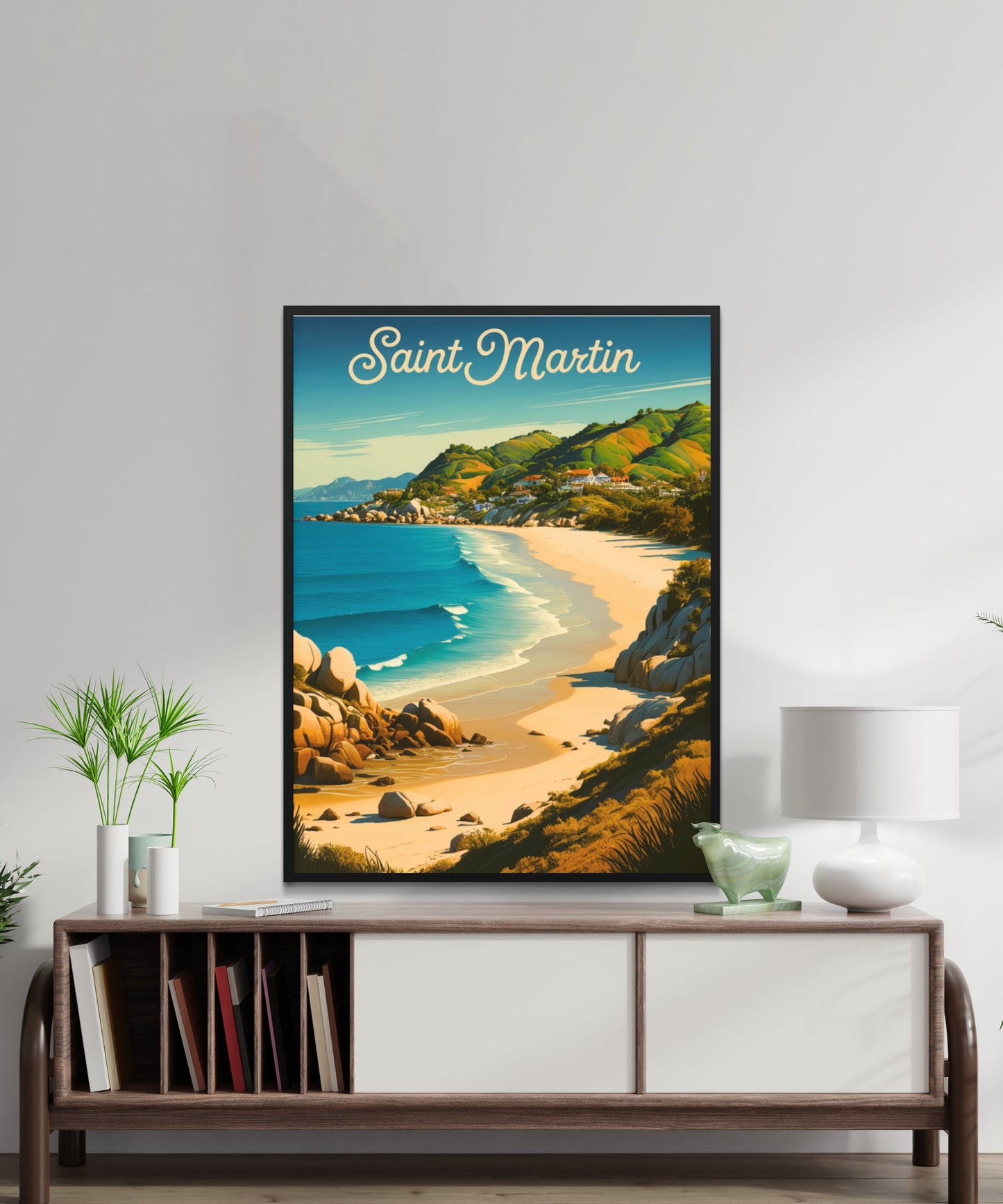 Saint Martin Vintage Travel Poster - Coastal Beauty