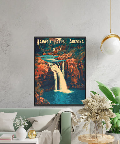 Havasu Falls Vintage Travel Poster - Hidden Gem of the Grand Canyon