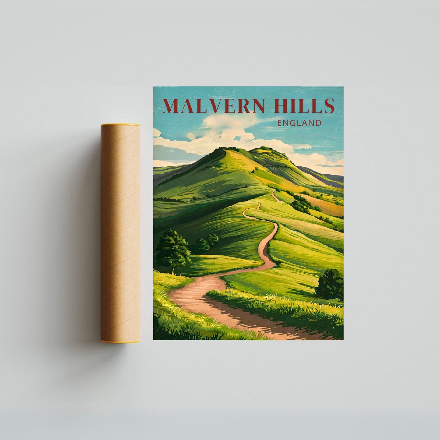 Malvern Hills Vintage Travel Poster