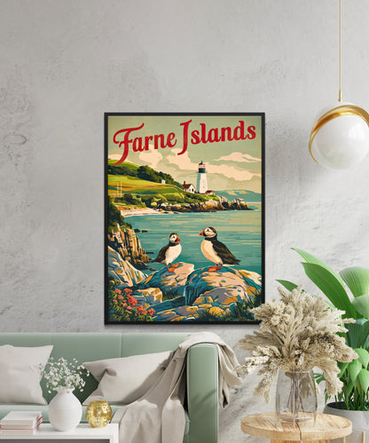 Farne Islands Vintage Travel Poster - Nature's Northumberland Haven