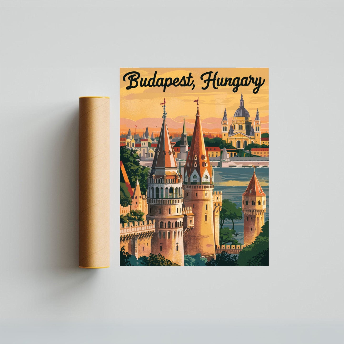 Budapest Vintage Travel Poster - Heart of Hungary