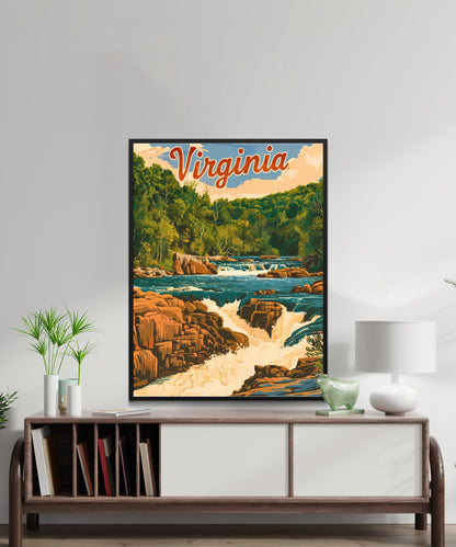 Virginia Vintage Travel Poster - Great Falls Park