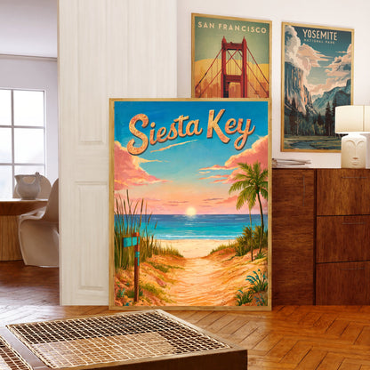 Siesta Key Vintage Travel Poster