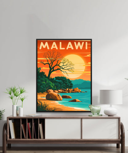 Lake Malawi Vintage Travel Poster - Outdoor Adventure