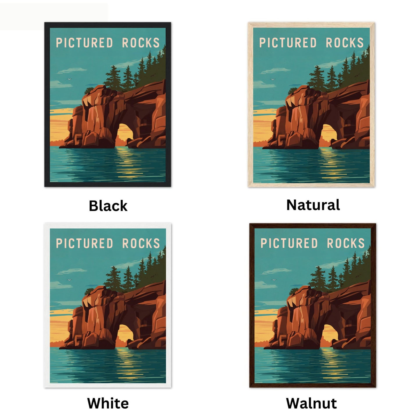 Pictured Rocks Vintage Travel Poster