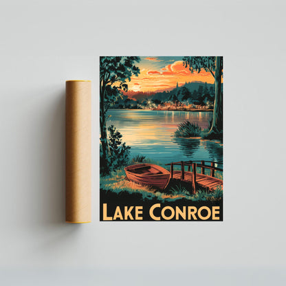 Lake Conroe Vintage Travel Poster - Crystal Clear