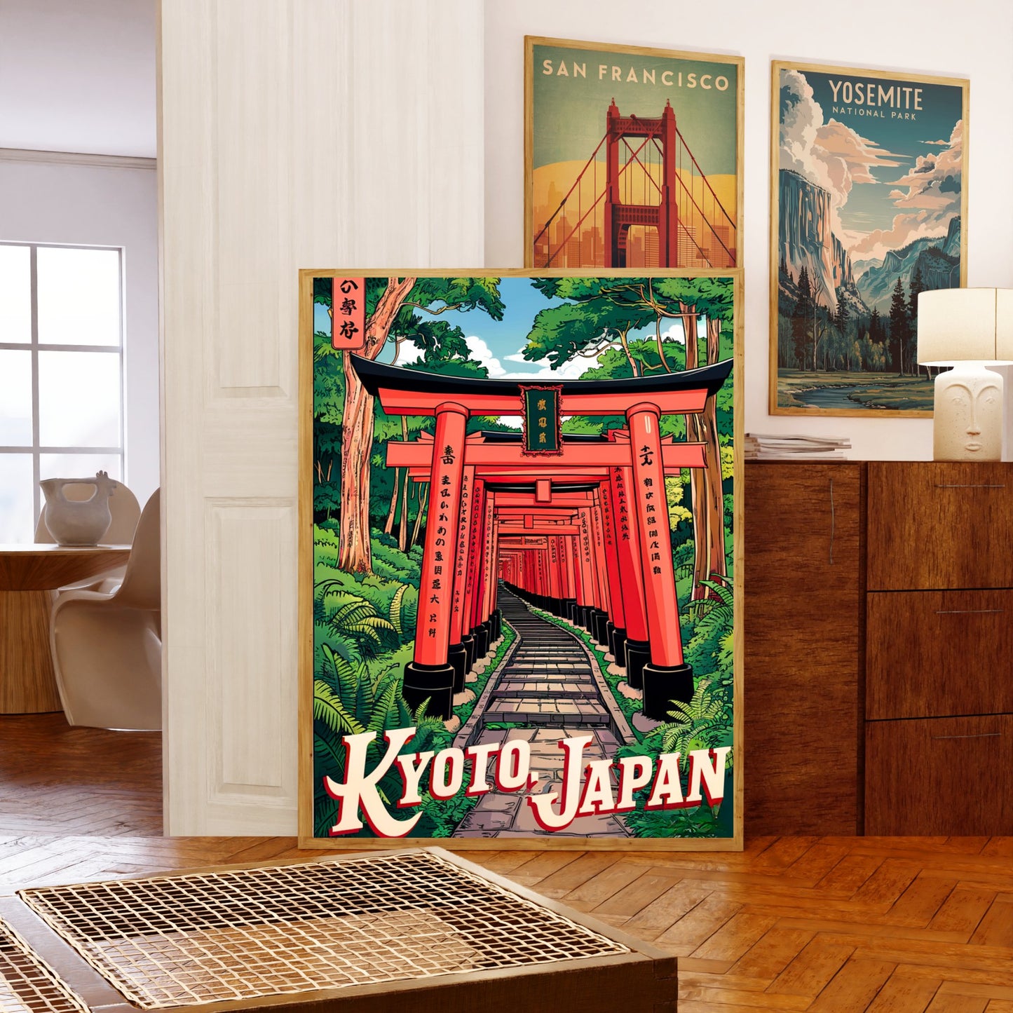 Kyoto Vintage Travel Poster - Cherry Blossoms