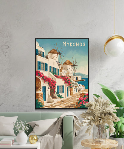 Mykonos Vintage Travel Poster