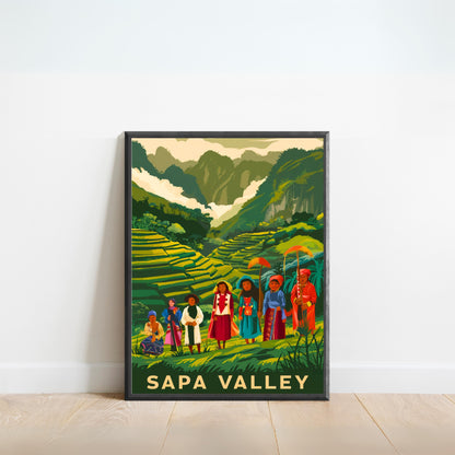 Sapa Valley Vintage Travel Poster - Mountainous Beauty