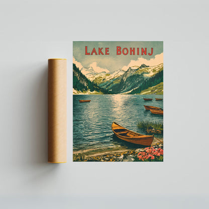 Lake Bohinj Vintage Travel Poster