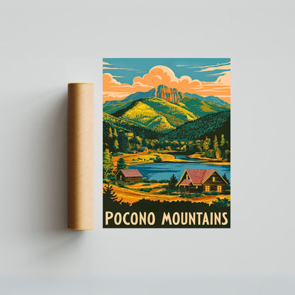 Pocono Mountains Vintage Travel Poster - Scenic Beauty