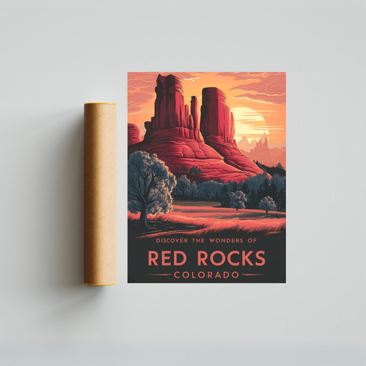 Red Rocks Vintage Travel Poster - Scenic Marvel