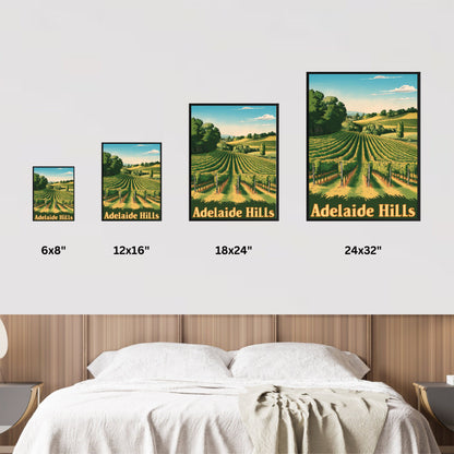 Adelaide Hills Vintage Travel Poster - Scenic Mountain Views