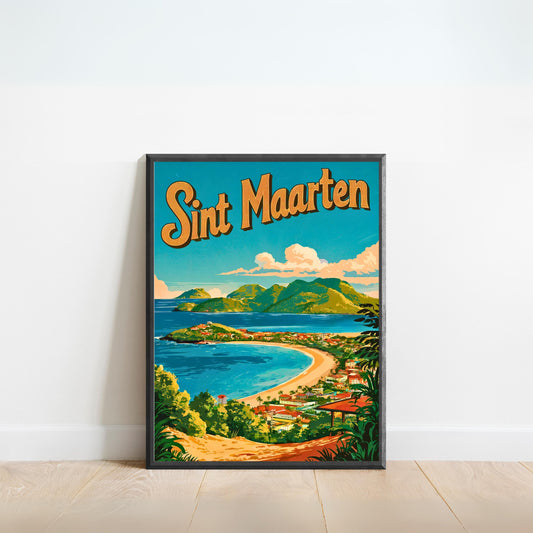 Sint Maarten Vintage Travel Poster - Island of Sun and Culture