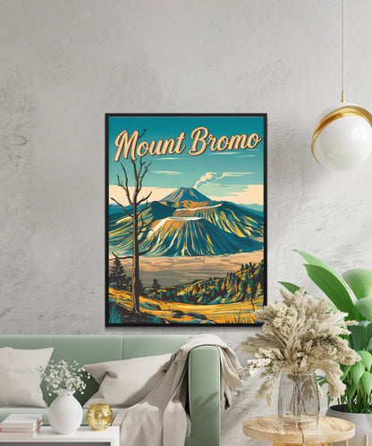 Mount Bromo Vintage Travel Poster - Mountain Ascent