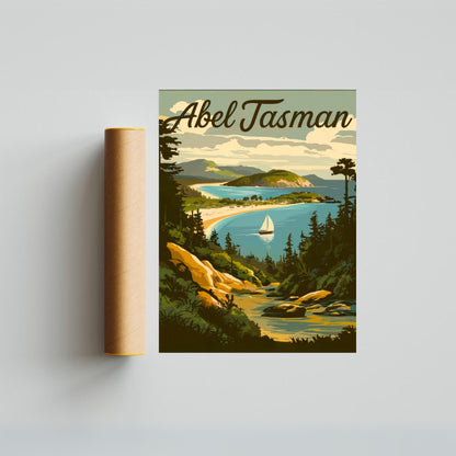 Abel Tasman Park  Vintage Travel Poster - Scenic Trails