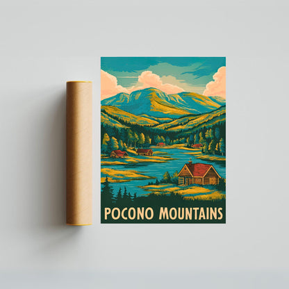 Pocono Mountains Vintage Travel Poster