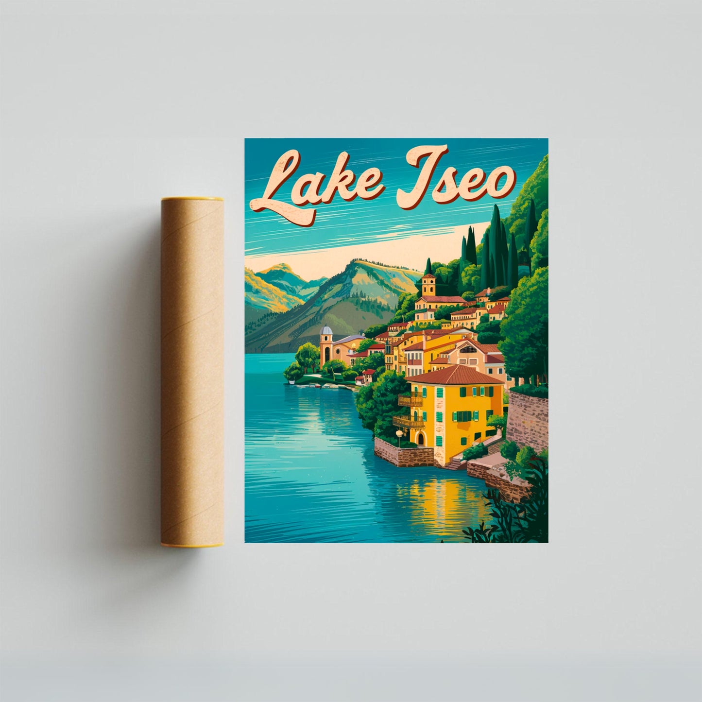 Lake Iseo Vintage Travel Poster