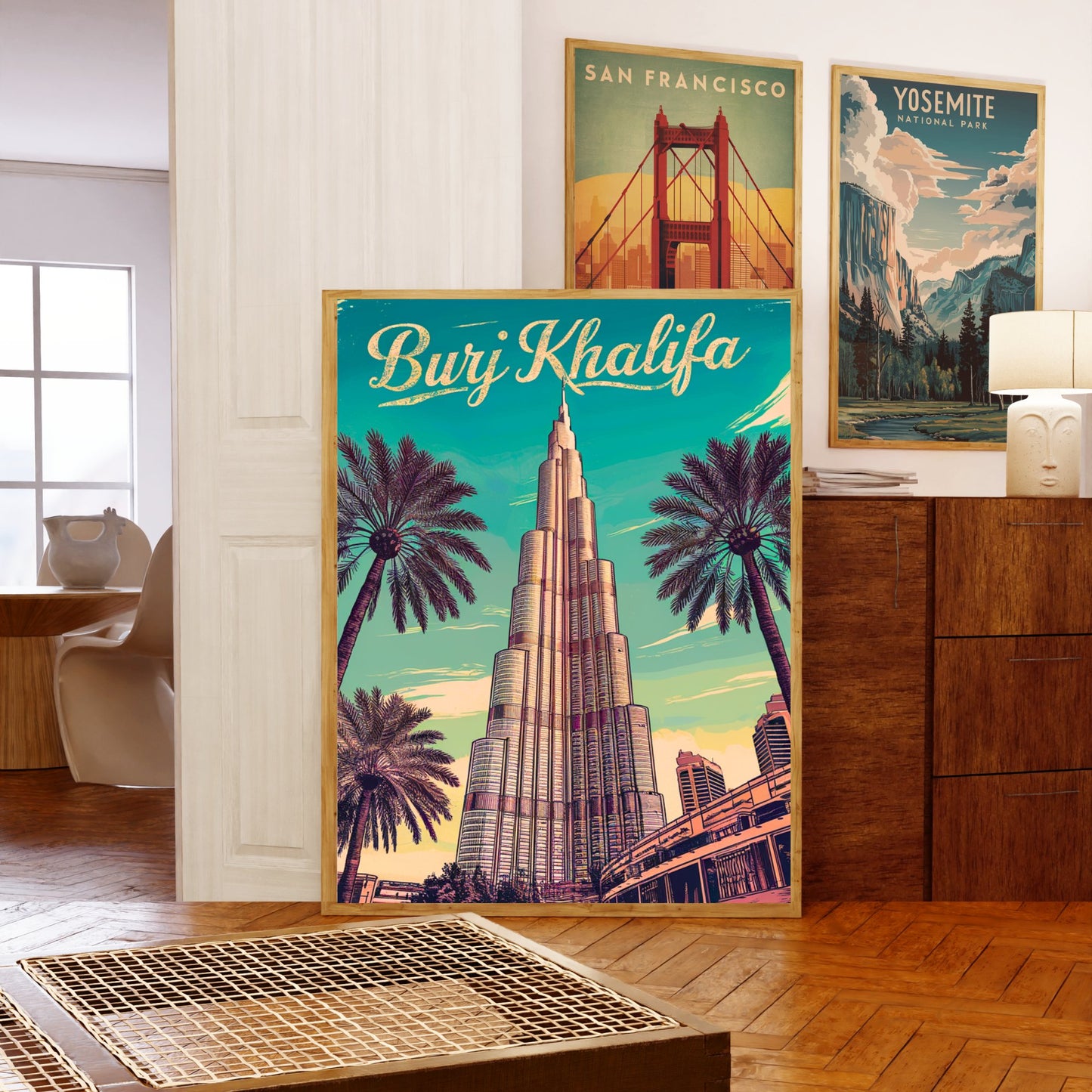 Burj Khalifa Vintage Travel Poster