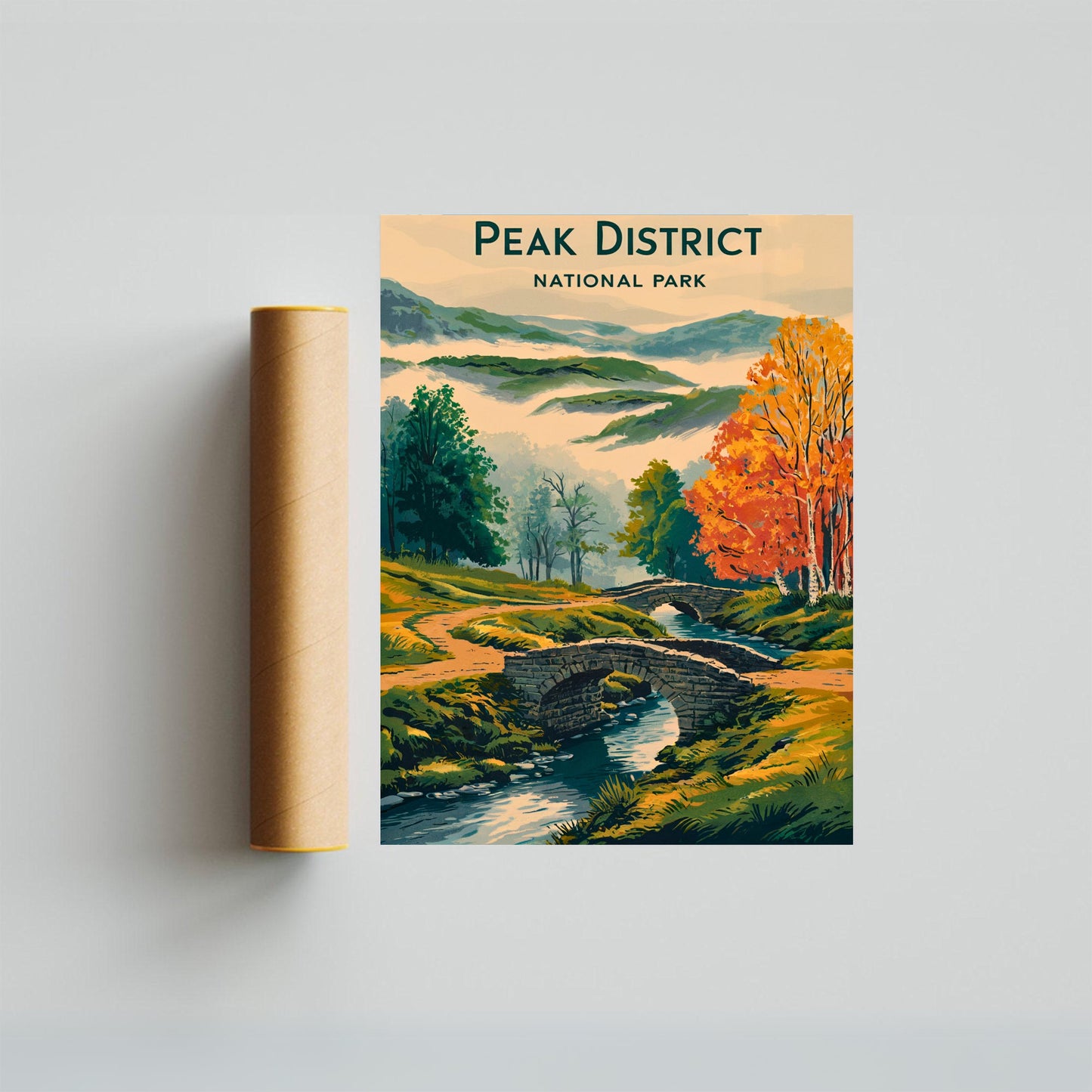 Peak District Vintage Travel Poster - National Park