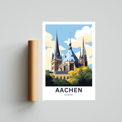 Aachen Church Travel Poster