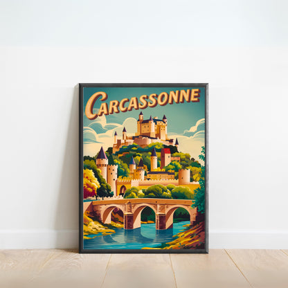 Carcassonne Vintage Travel Poster - Medieval Fortress