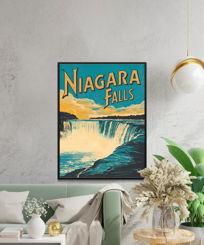 Niagara Falls Vintage Travel Poster - Timeless Cascading Wonder