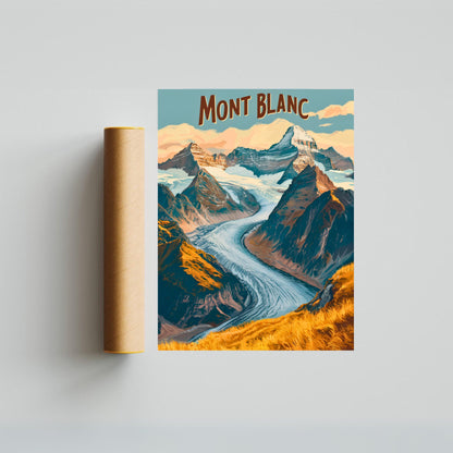 Mont Blanc Vintage Travel Poster - Highest Peak in Western Europe