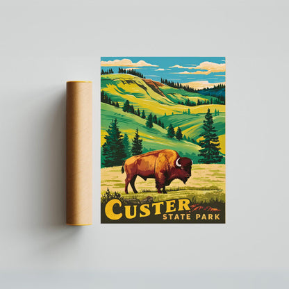 Custer State Park Vintage Travel Poster