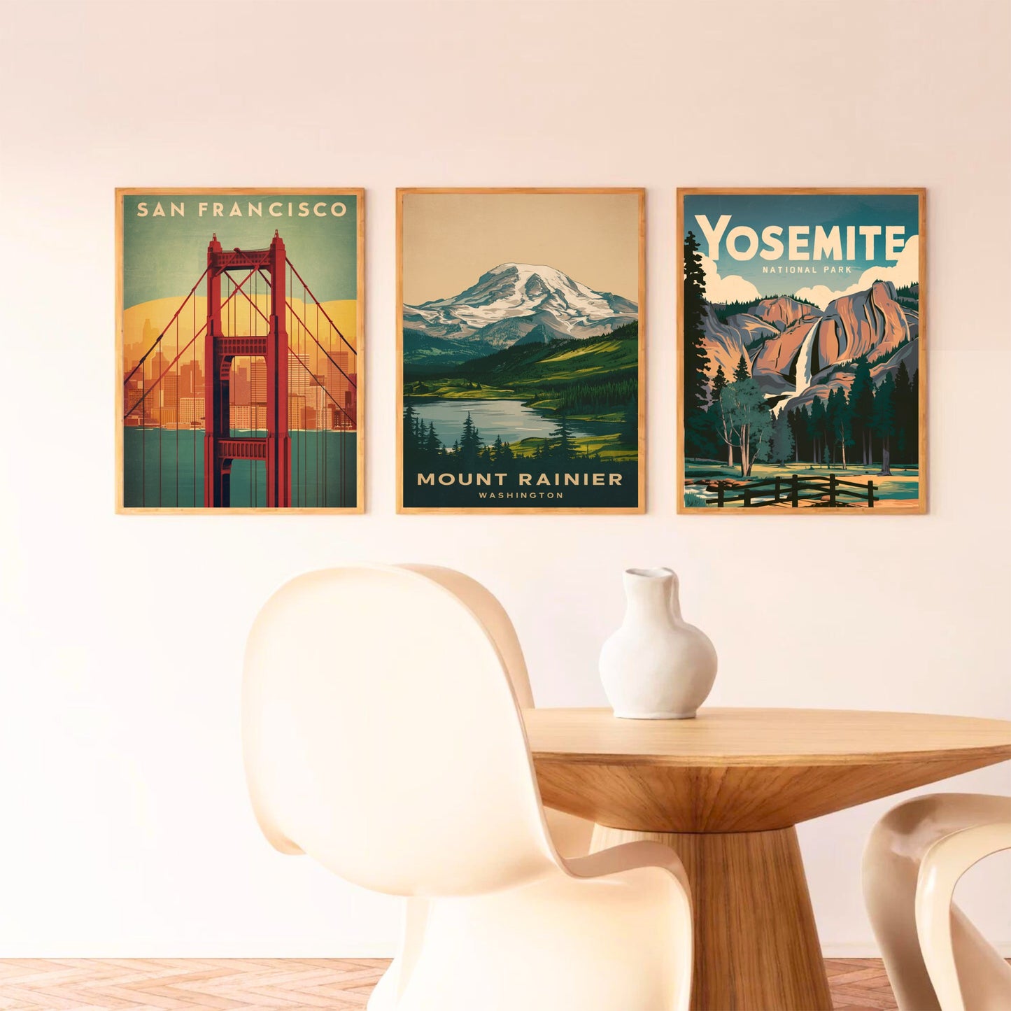 Mount Rainer Vintage Travel Poster - Retro Mountain Views