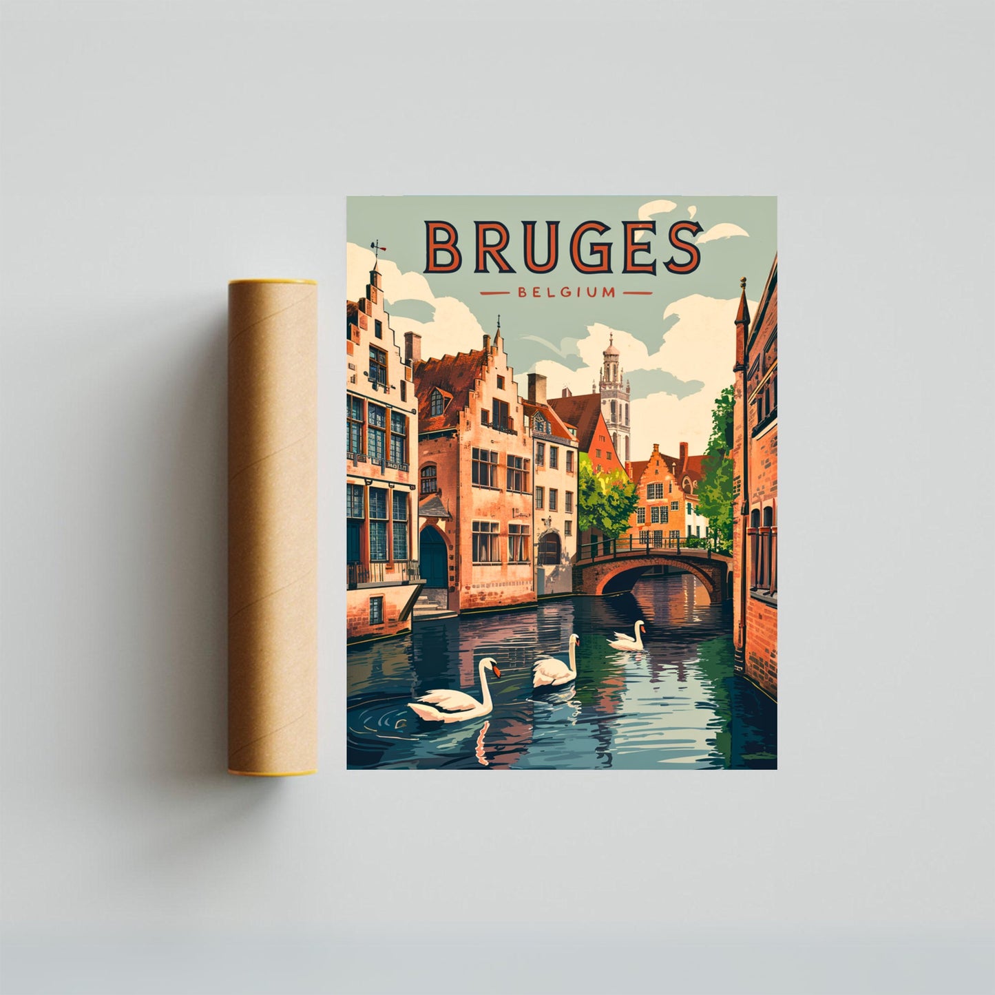 Bruges Vintage Travel Poster  - Timeless Medieval Charm