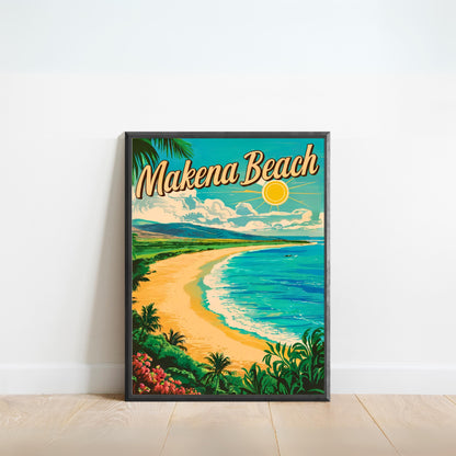 Makena Beach Vintage Travel Poster