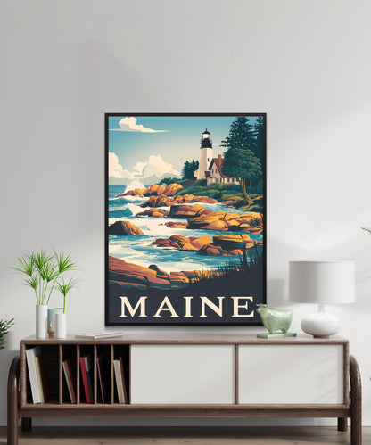 Maine Vintage Travel Poster - Coastal Beauty