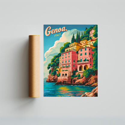 Genoa Vintage Travel Poster