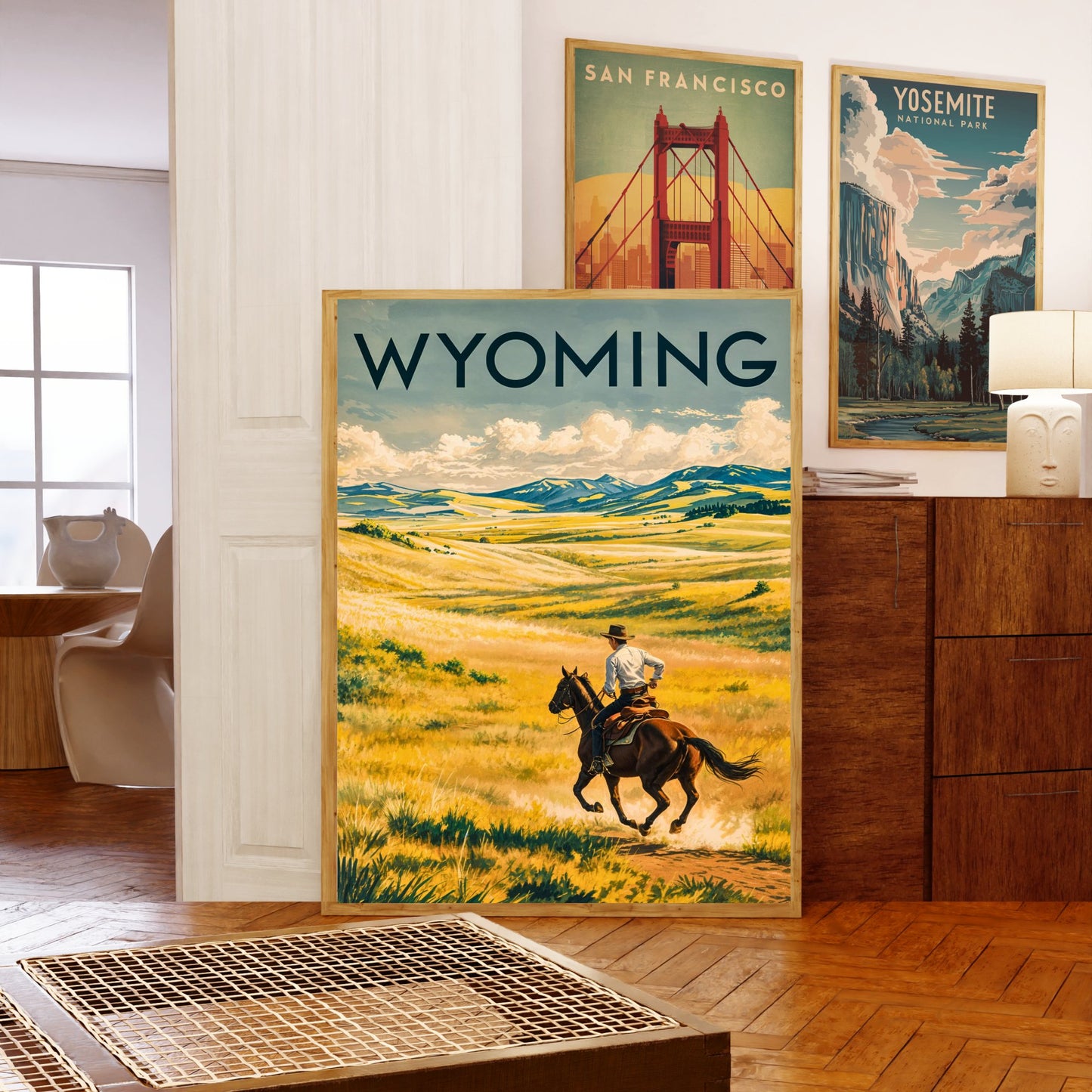 Wyoming  Vintage Travel Poster - The Wild Beauty of the Cowboy State