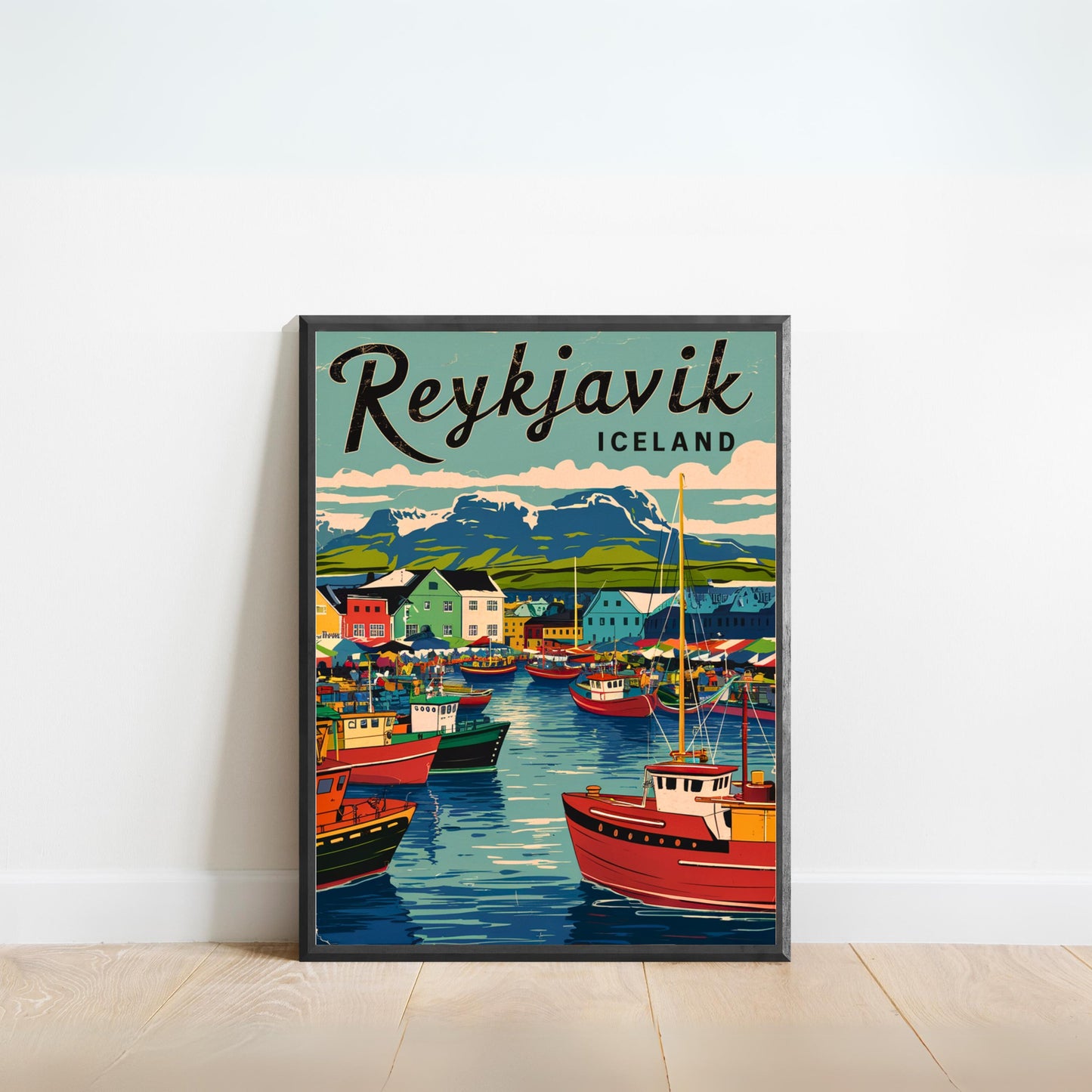 Reykjavik Vintage Travel Poster