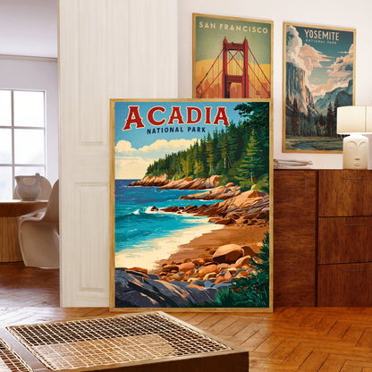 Acadia Vintage Travel Poster - National Park