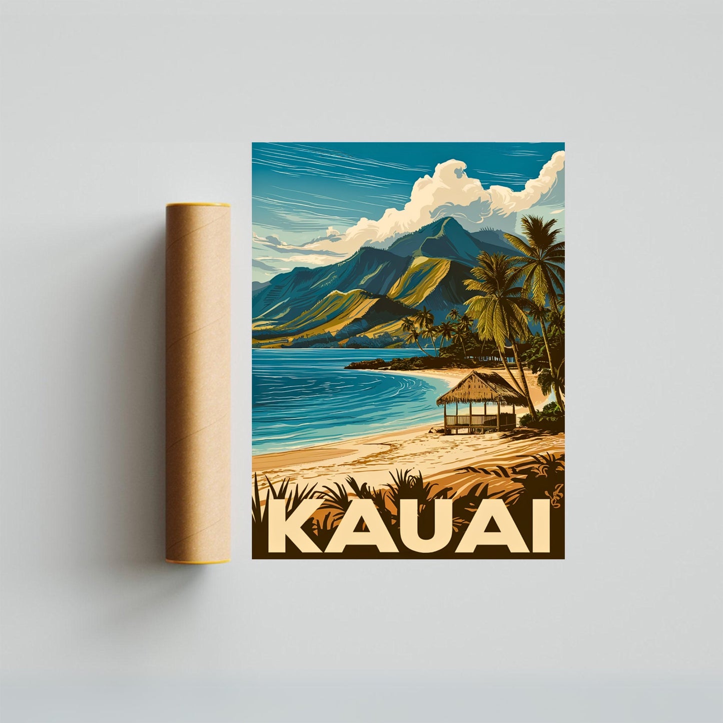 Kauai Vintage Travel Poster - Coastal Beauty