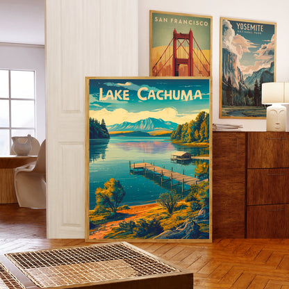 Lake Cachuma Vintage Travel Poster - Serene Waters