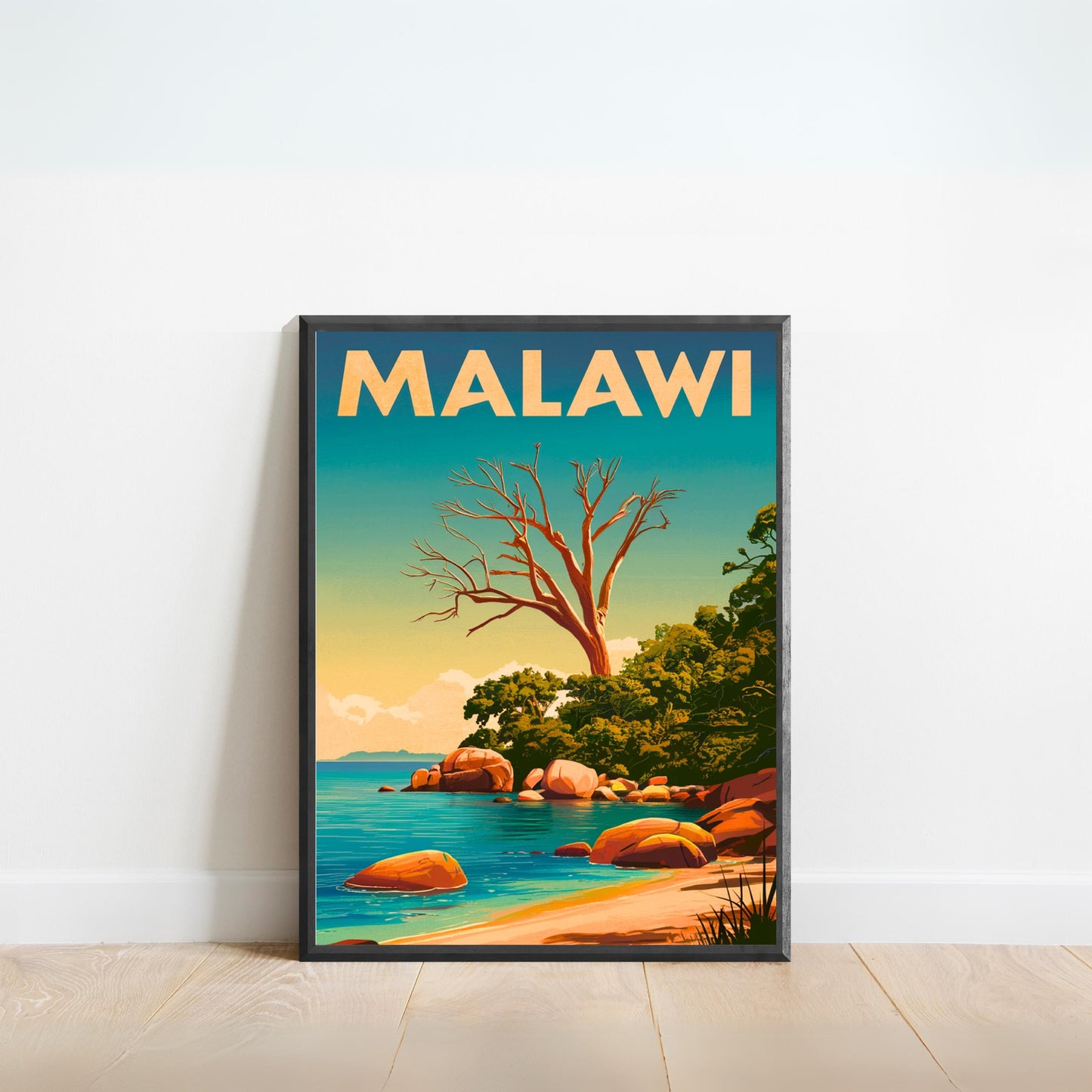 Lake Malawi Vintage Travel Poster