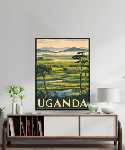 Uganda Vintage Travel Poster - Heart of the Pearl of Africa