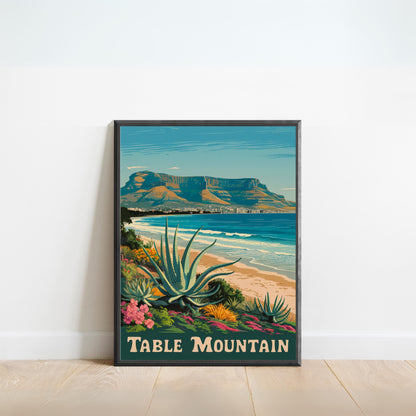 Table Mountain Vintage Travel Poster - Tropical Island