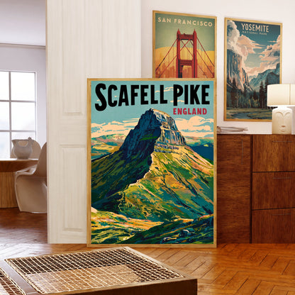 Scafell Pike Vintage Travel Poster  - Majestic Peak View