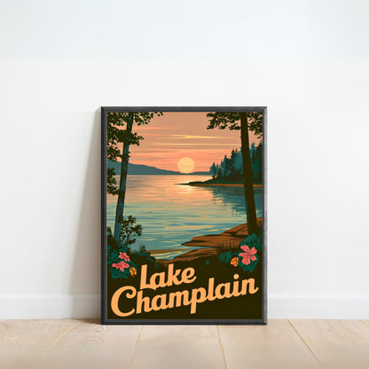 Lake Champlain  Vintage Travel Poster  - Timeless Waters of the Northeast