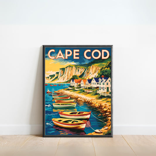 Cape Cod Vintage Travel Poster - New England Seaside