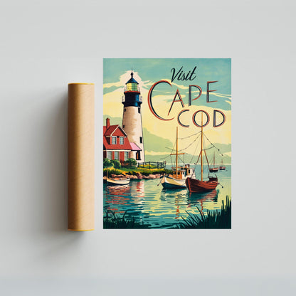 Cape Cod Vintage Travel Poster - Beachfront Beauty