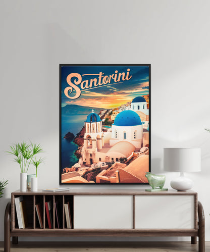 Santorini Vintage Travel Poster - Scenic Vistas