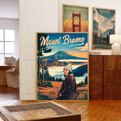 Mount Bromo Vintage Travel Poster