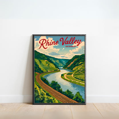 Rhine Valley  Vintage Travel Poster  - The Heart of Germany's Romantic River